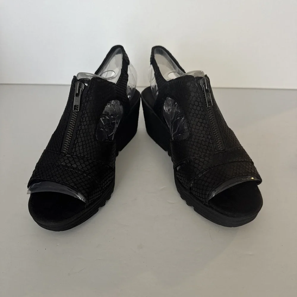 Aerosoles Sandals Duffle Bog Wedge Heel Black Snake Neutral Casual Womens 8 Wide
